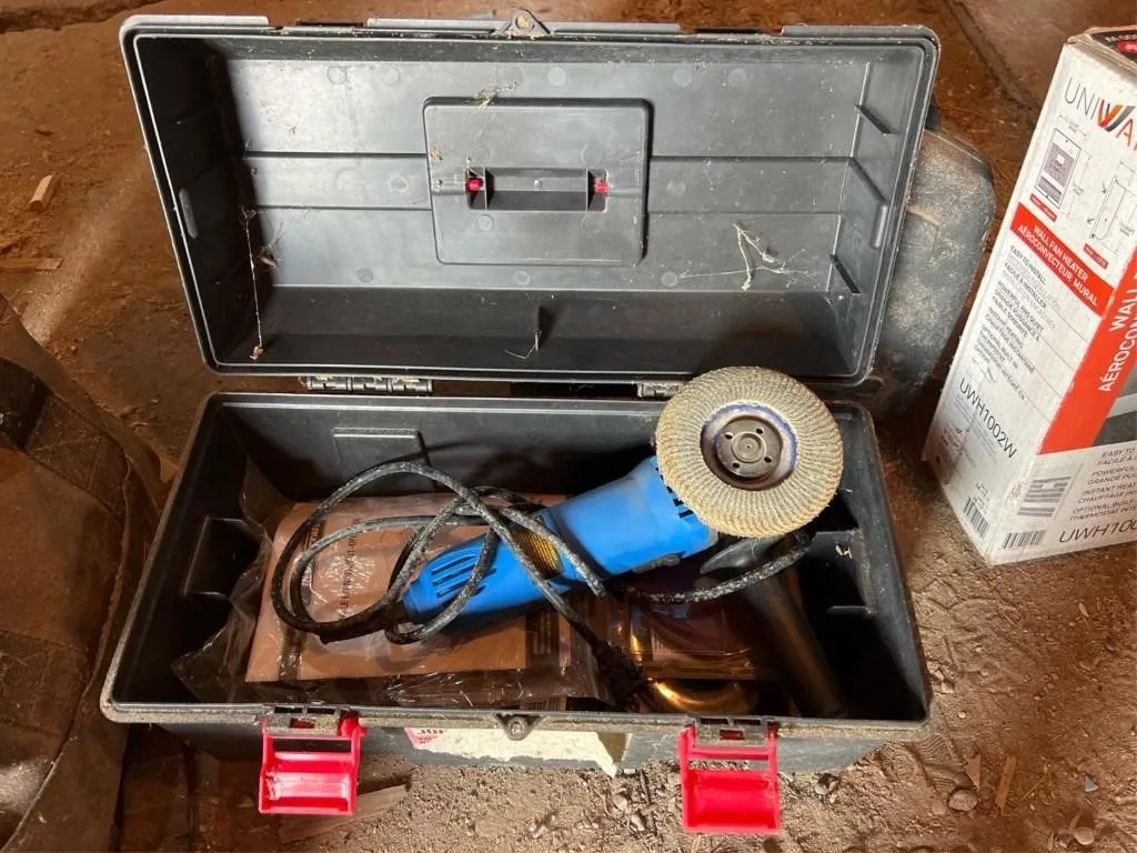 Jobmate toolbox with angle grinder