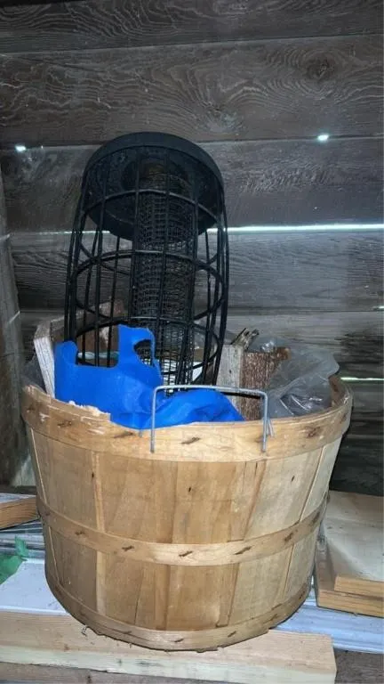 Bushel basket / bird feeder