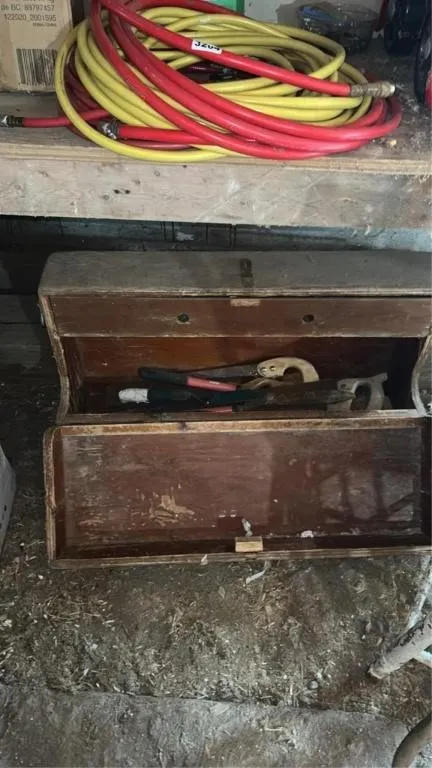 Antique tool box and tools