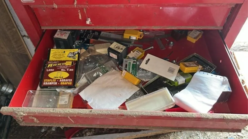 Metal toolbox with tools - 27x18x44in