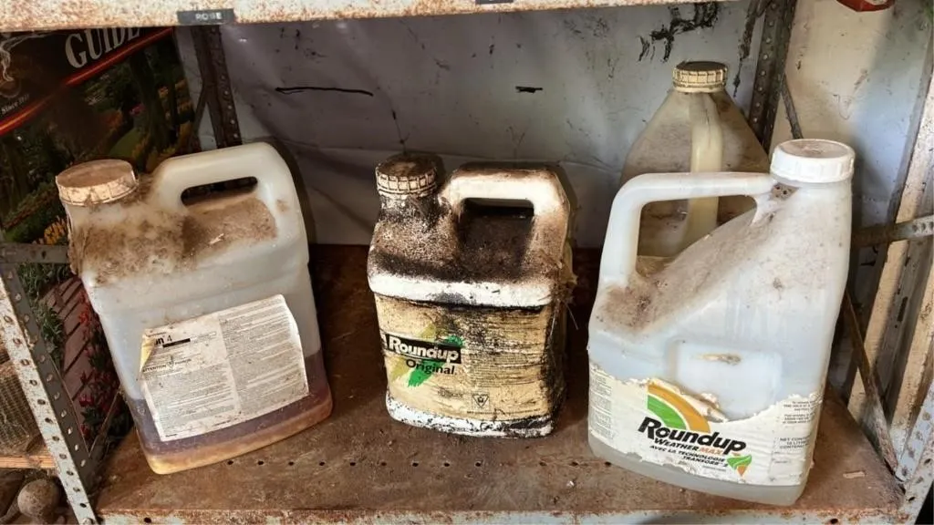 4 partial jugs of various herbicide