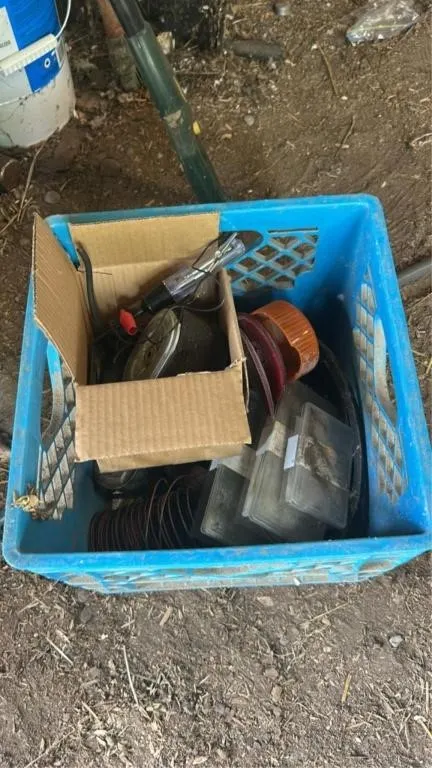 Milk crate and contents
