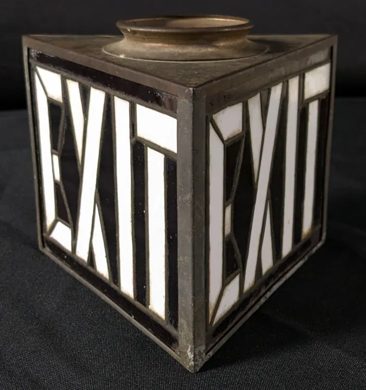 RUBY RED LEADED GLASS EXIT LIGHT SIGN GLOBE