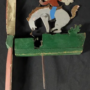 VINTAGE FOLK ART BUCKING BRONCO HORSE COWBOY WHIRLYGIG