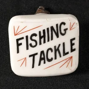 PORCELAIN APOTHECARY HARDWARE STORE BIN PULL FISHING TACKLE