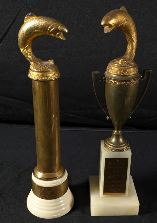 1956 MUSKELLUNGE & 1953 LARGEST TROUT FISHING TROPHIES