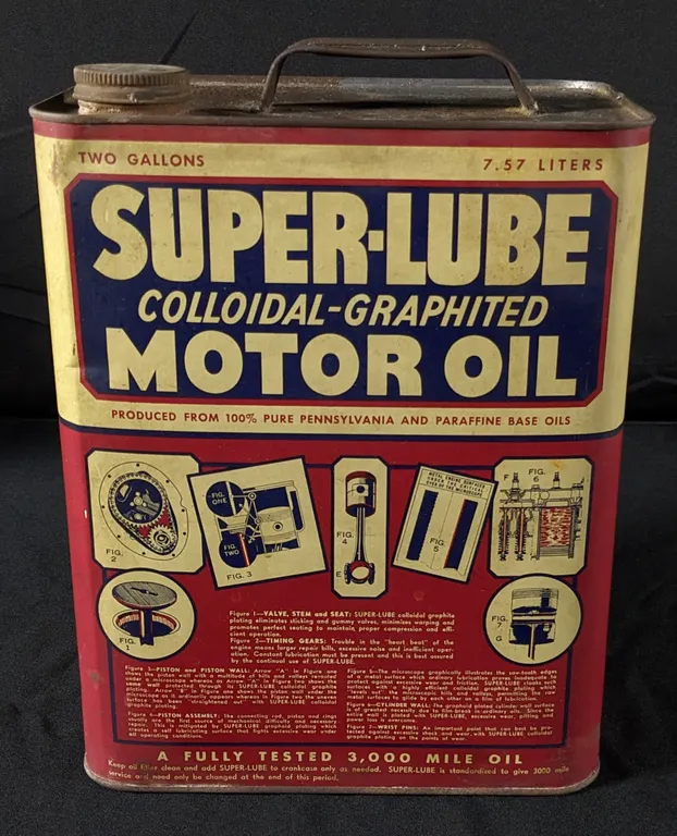 2 GAL CAN SUPER-LUBE MOTOR OIL COLUMBIA PETROLEUM PRODUCTS PHILADELPHIA PENNSYLVANIA