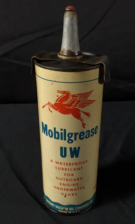 2# OUTBOARD GREASE TUBE OIL CAN MOBIL MOBILGREASE UW SOCONY VACUUM OIL CO