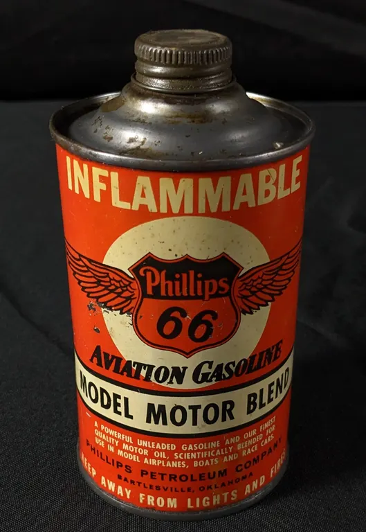 16 OZ OILCAN PHILLIPS 66 AVIATION GASOLINE MODEL MOTOR BLEND