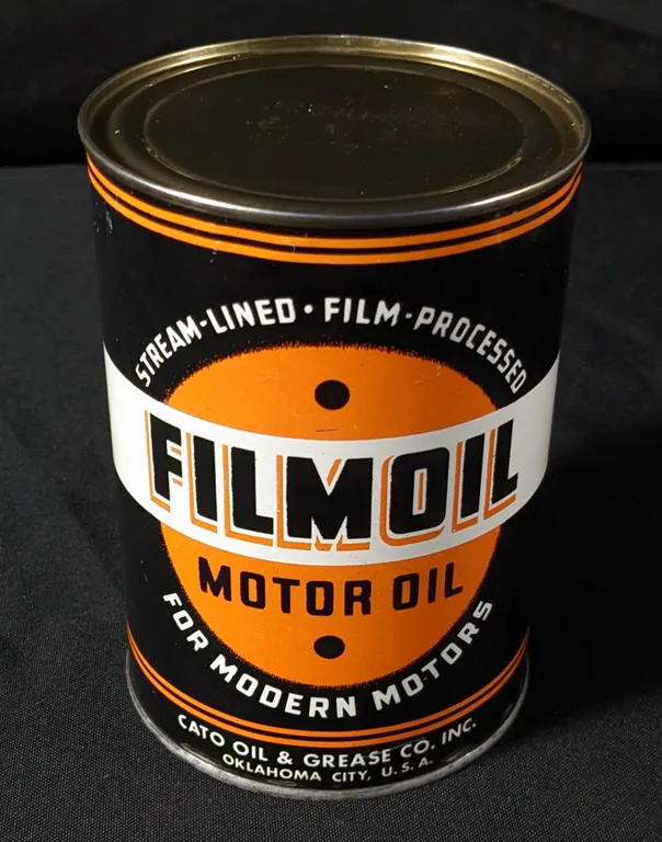 QUART CAN FILMOIL MOTOR OIL CATO OIL CO OKLAHOMA CITY