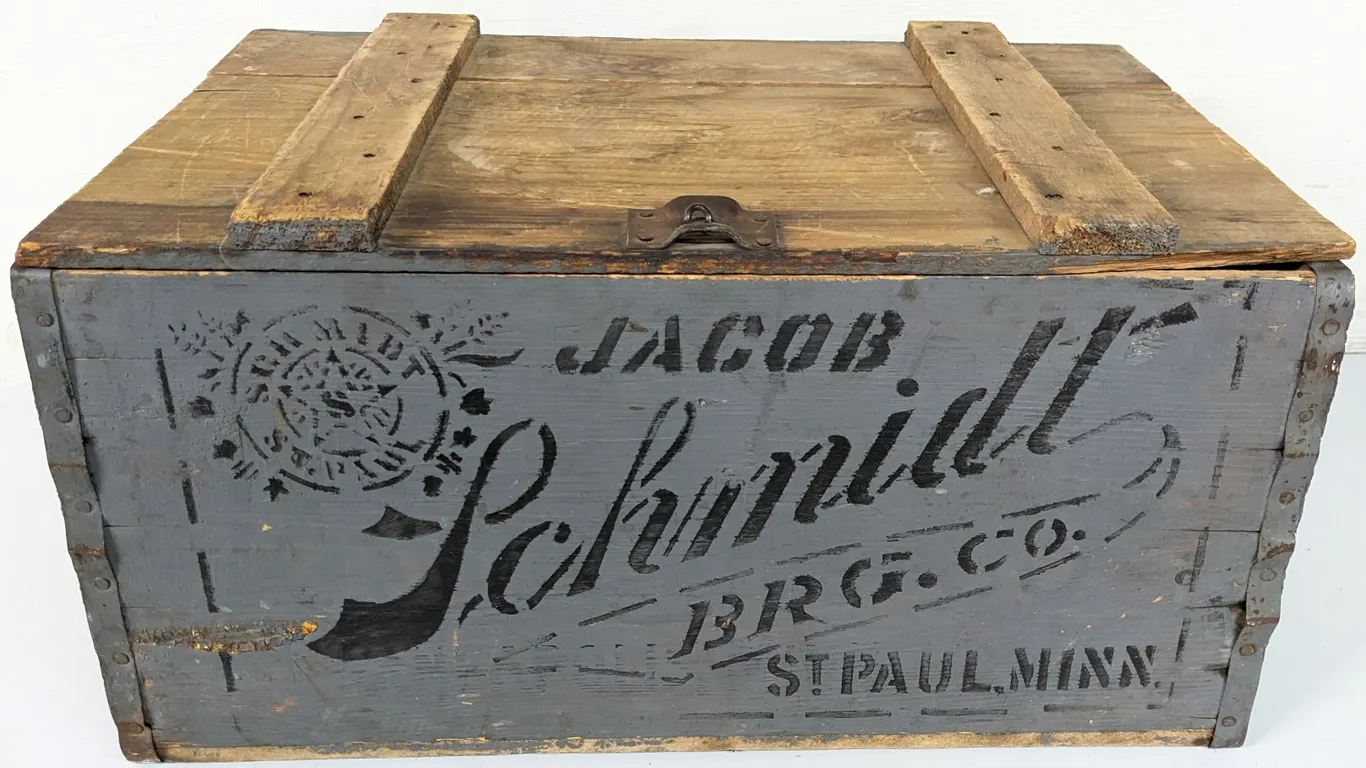 WOOD BEER CASE CRATE JACOB SCHMIDT BREWING CO ST PAUL MINNESOTA MINN MN