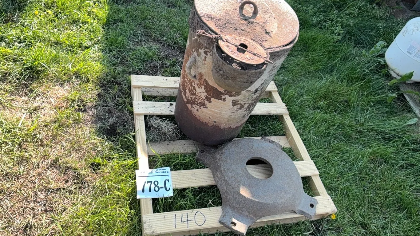 ANTIQUE CAST IRON STOCK TANK HEATER - DISPERSAL FOR CLARENCE YOUNG - SOLD OFFSITE - EDBERG, AB
