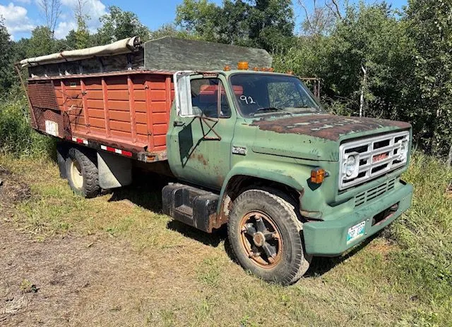 1976 Chev 6000 dump truck, 3 ton, 8 cyl, 15’ all steel box with hoist, 52,277 miles showing, parked running approx 1 year ago. Engine Oil appears crea