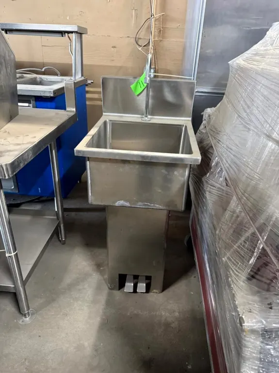 Commercial Foot-Operated Hand-Washing Sink on Pedestal