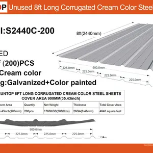 Quantity of (200) 2026 SUNTOP S2440C-200 35 in x 8 ft Galvanized Corrugated Steel Panel (Unused)