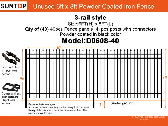 Quantity of (40) 2026 SUNTOP D0608-40 6 ft x 8 ft Powder Coated Fencing (Unused)