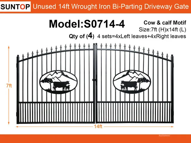 Quantity of (4) 2026 SUNTOP S0714-4 14 ft x 7 ft Wrought Iron Bi-Parting Driveway Gate (Unused)