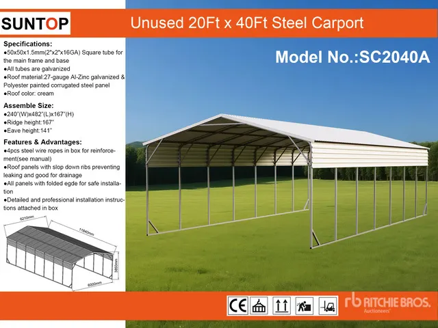 2026 SUNTOP SC2040A 20 ft x 40 ft Carport (Unused)