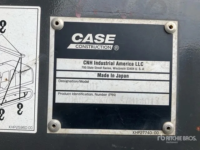 2020 Case CX250D Tracked Excavator