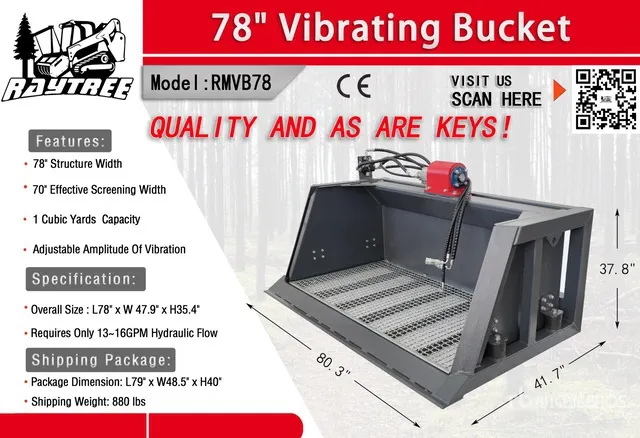 2026 Raytree RMVB78 70 in Skid Steer Screening Bucket (Unused)