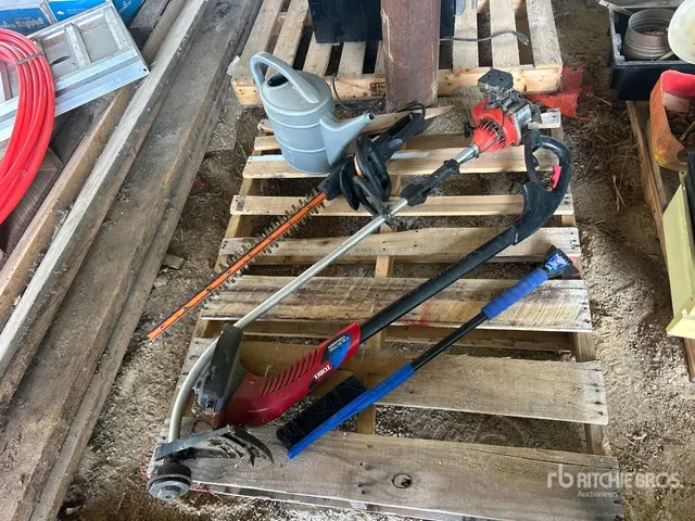 Hedge Trimmer, Gas Trimmer, Brooms, Watering Can & Assorted Lawn and Garden Tools