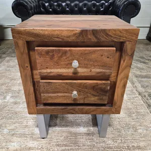 Solid Wood Two-Drawer Side Table (Unused)
 UNRESERVED