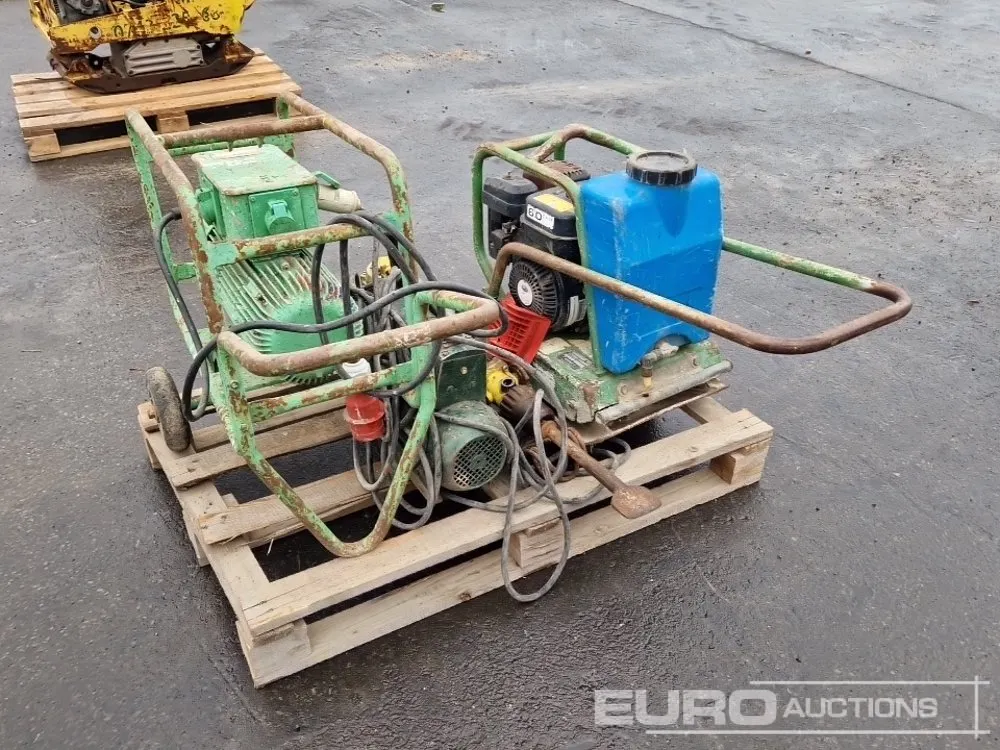 Pallet of WEBER CF2R Compaction Plate, BOSCH Compressor, Pneumatic Breaker, WACKER Converter
