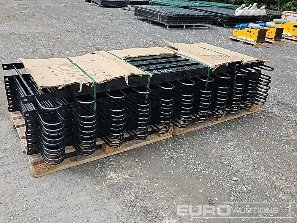 Unused Bow Top Powder Coated Fencing 2m x1m Panels (10 of), Posts (11 of)