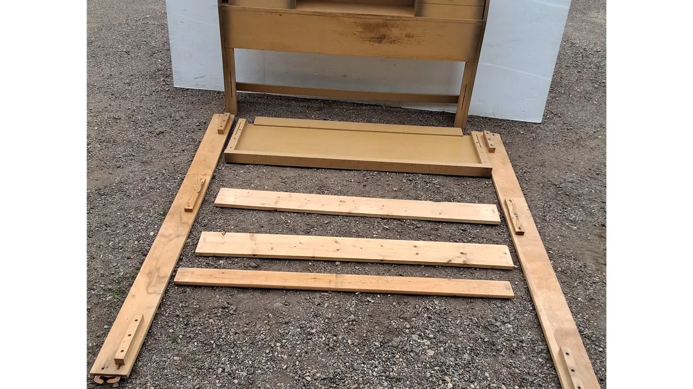***Approx. Double Wooden Bed Frame with Supports- Can't Ship