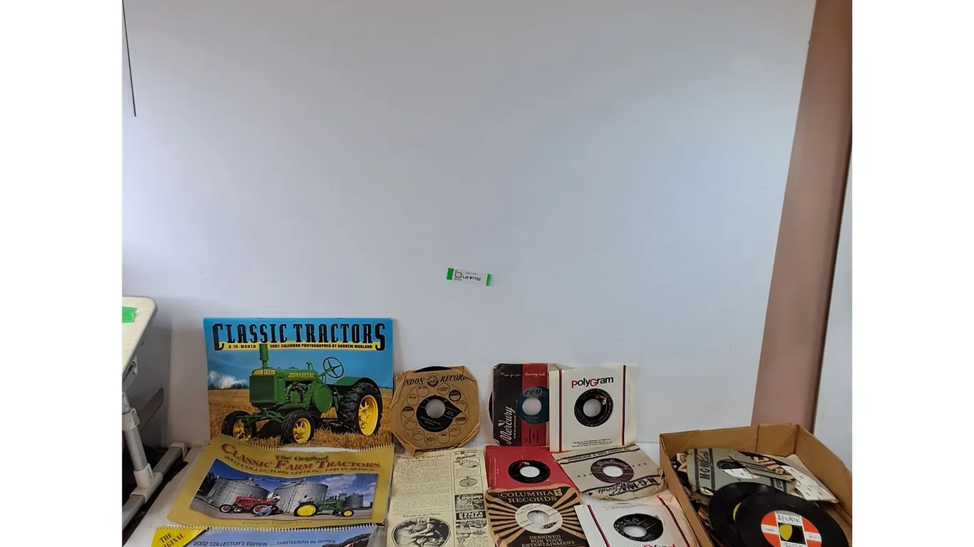 (3) Tractor Calenders and Assorted Records, Elvis, Jeff Healey, Dion, All As-Is