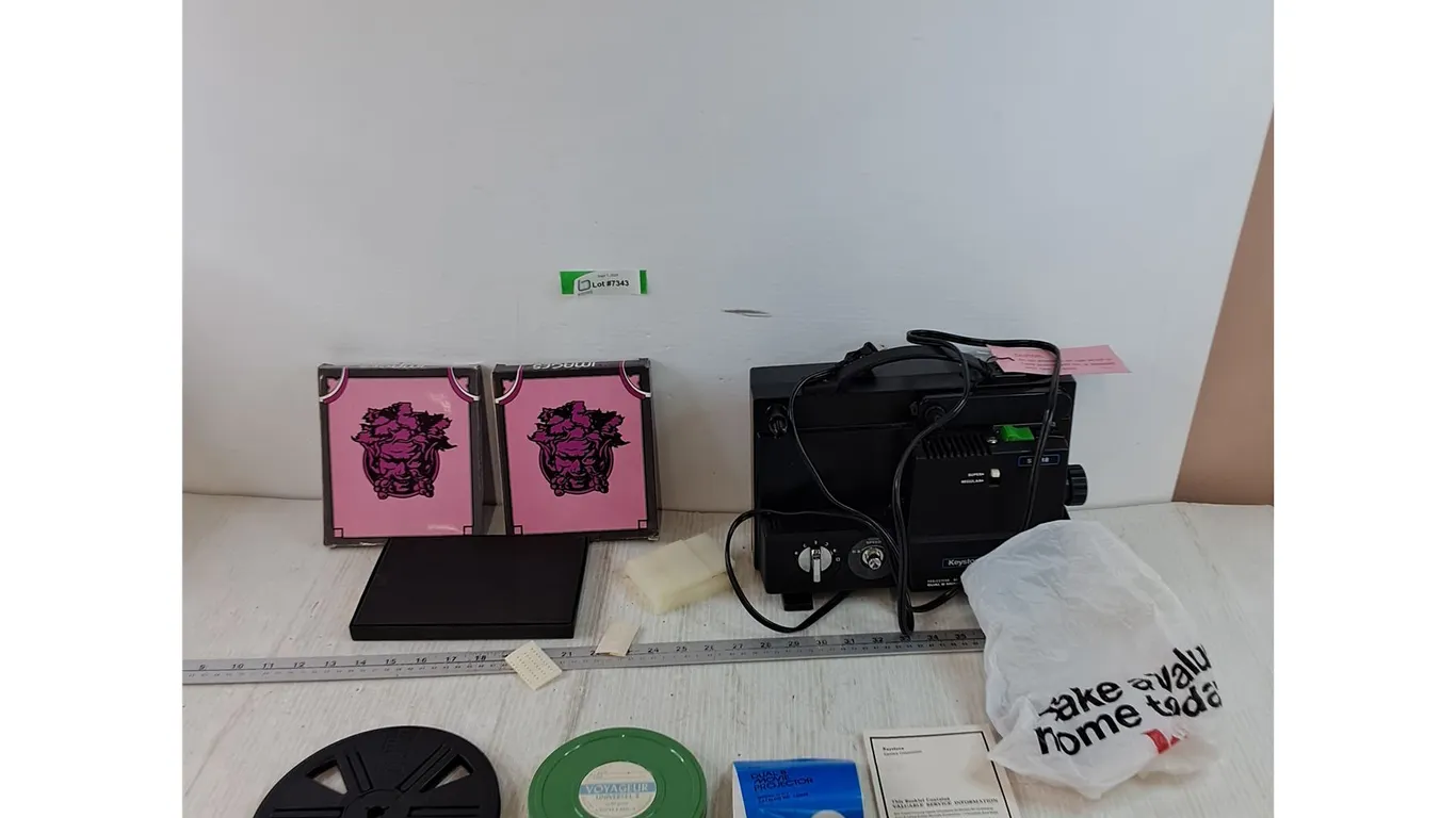 Keystone Dual 8 Movie Projector Untested As-Is, (2) Film Reels, (3) Packs of Adult Slides