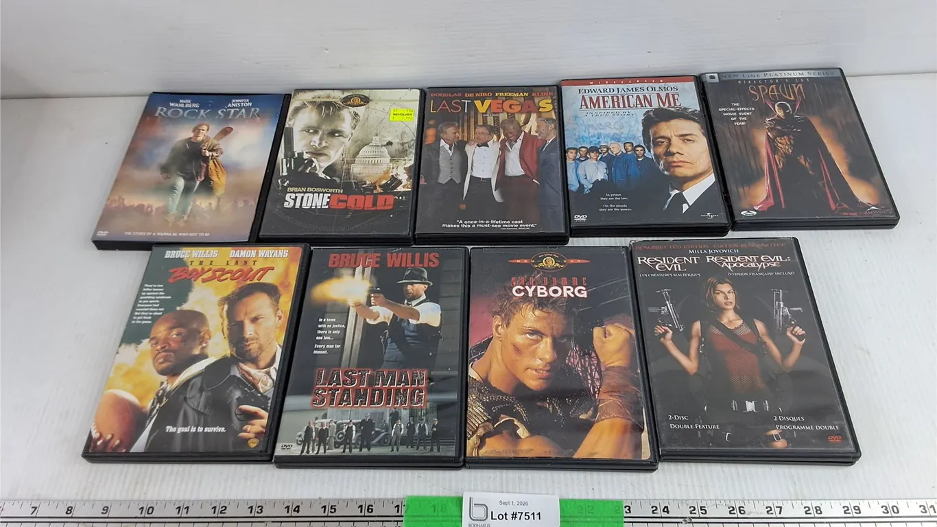 Assorted DVD Movies - Stone Cold, Cyborg, Last Vegas, Misc