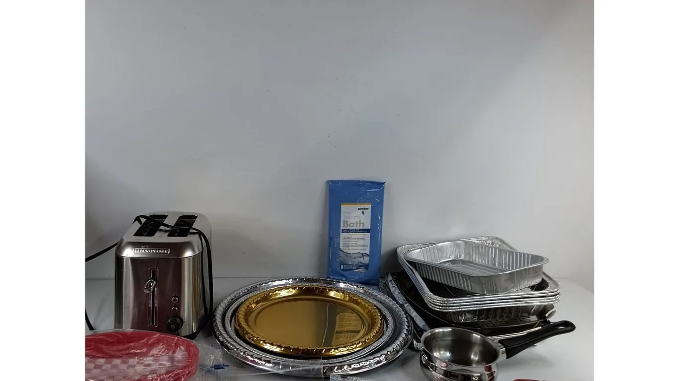 Black & Decker Toaster, Candles, Lighter, Tin Foil Pans, MIsc