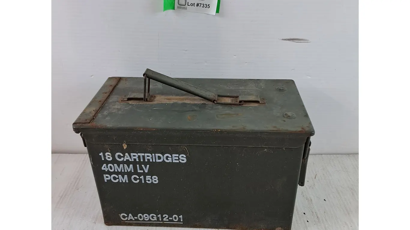 Ammunition Ammo Box Labeled As 40mm LV 18 Cartridges