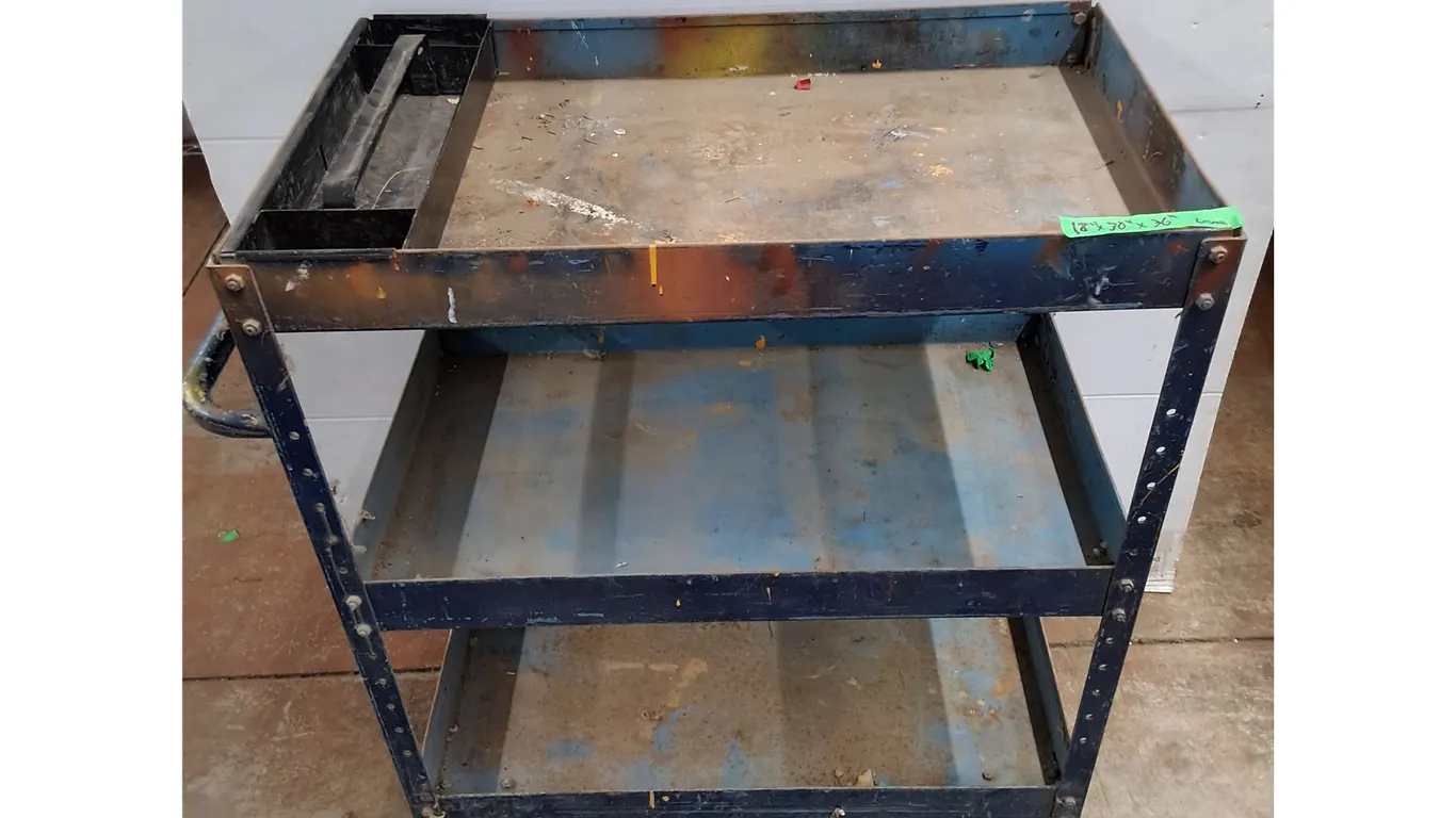 **Blue Metal Tool Trolley (Two Caster Wheels) No Shipping