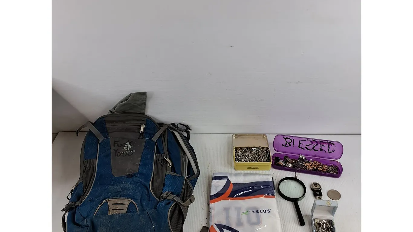 Backpack, Oilers Flag, Magnifying Glass, Hardware, Cufflinks, Misc