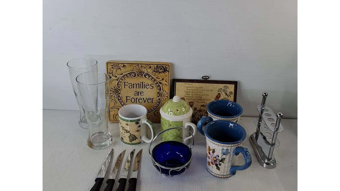 Mugs, Glasses, Knife Set, Hanging Decor, Misc
