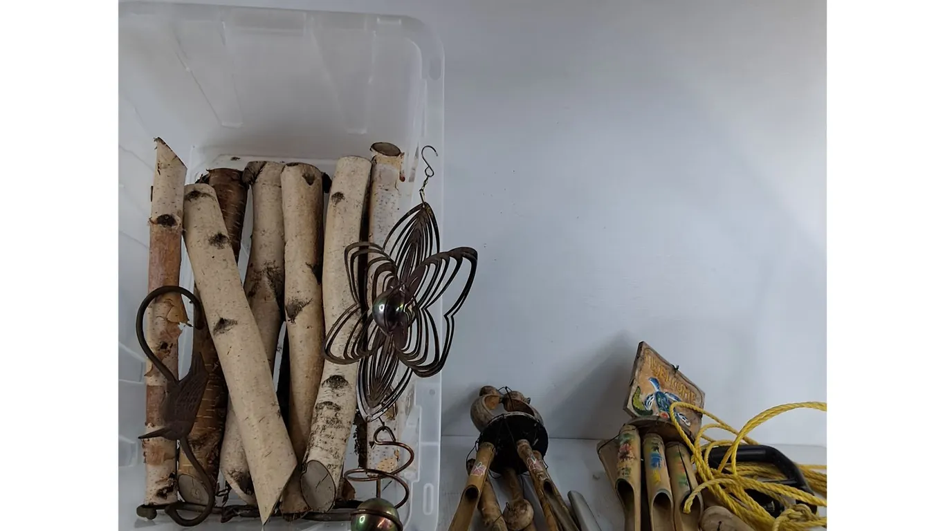 Wood, Yard Decor, Wood Chimes, Rope, Misc