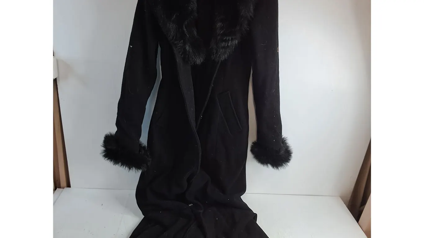 * Le Chateau Full Length Women's Coat w/Faux Fur Trim - XS Size