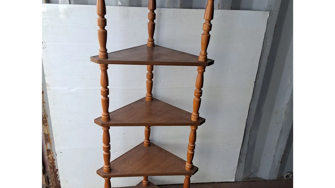 ***5 Tiered Wooden Corner Shelf 54" x 23"- Can't Ship