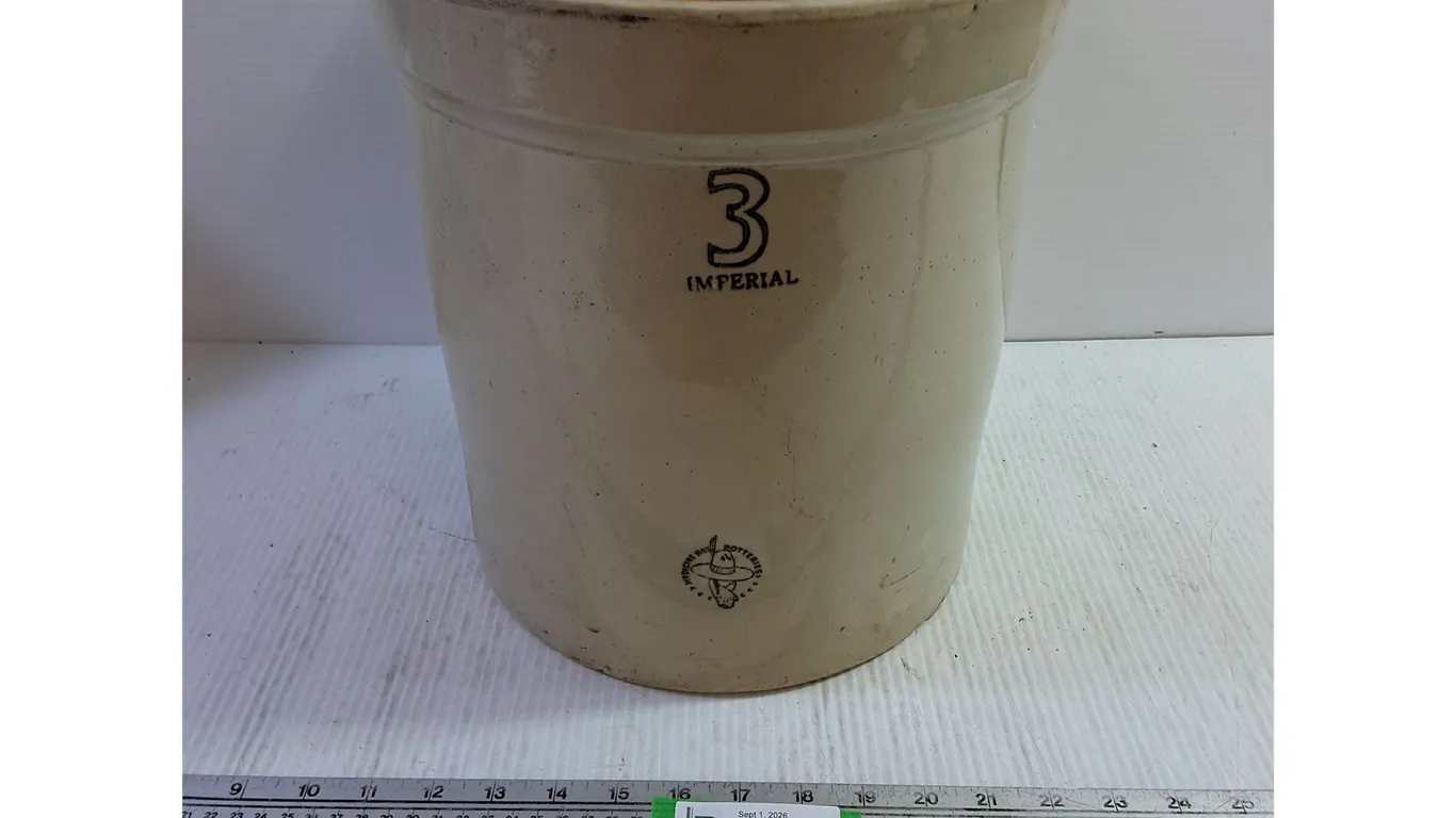 Imperial 3 Stoneware Crock - 11" Diameter - 12" Height - Cannot Ship
