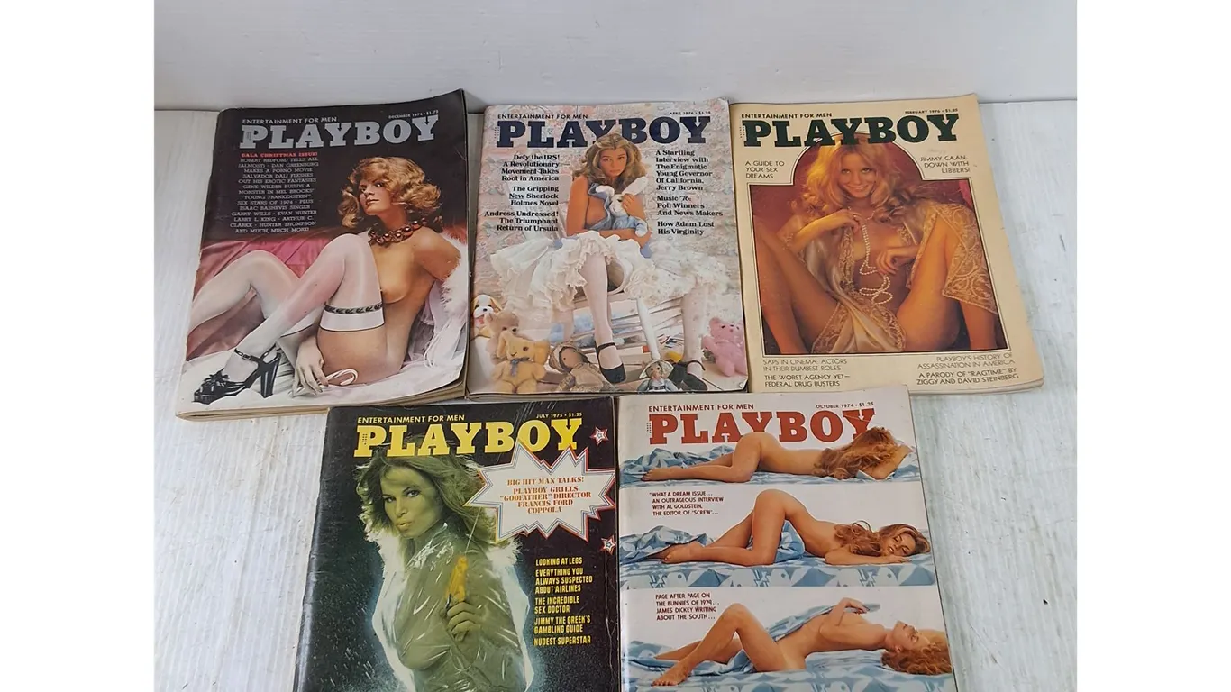 (5) Playboy Magazines in Various Condition, Assorted From 1974 - 1976