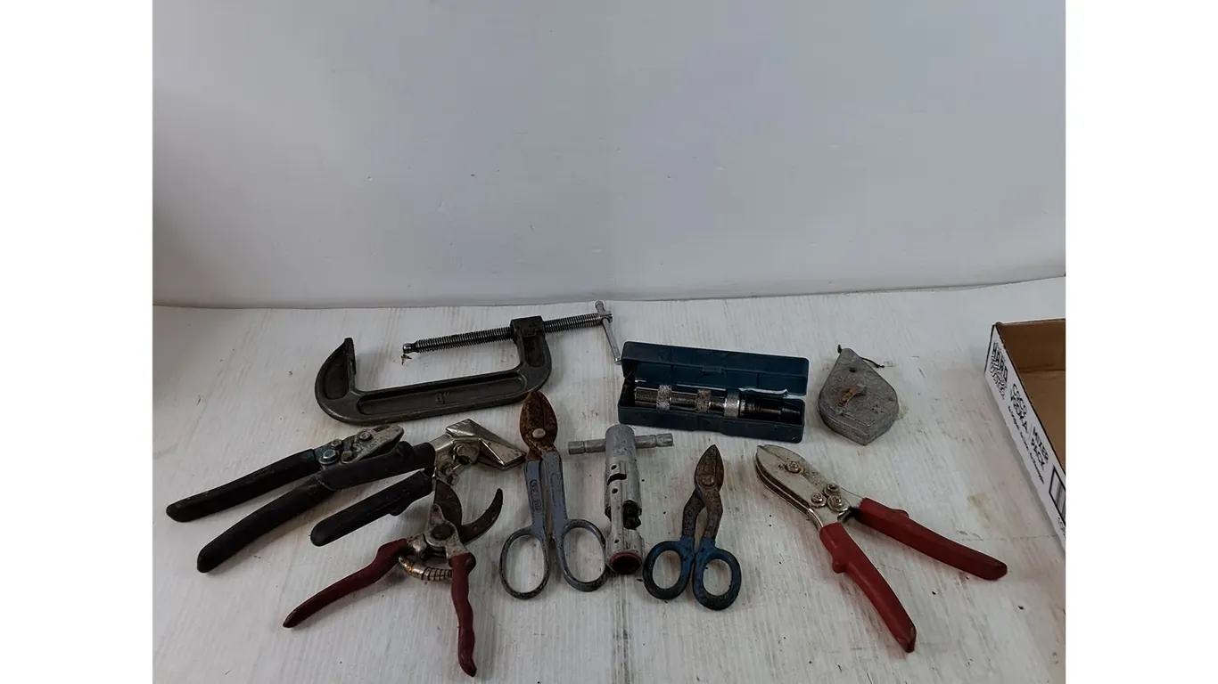 Pruner, (2) Shears, C-Clamp, Hand Seamer, Hand Crimper, Misc