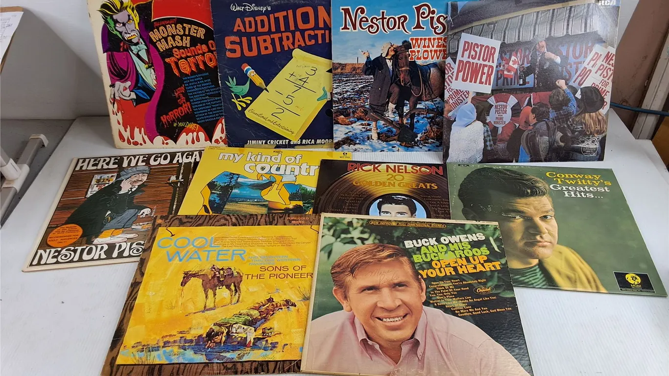 Assorted Vinyl Records - Pistor Power, Rick Nelson, Monster Mash, Misc