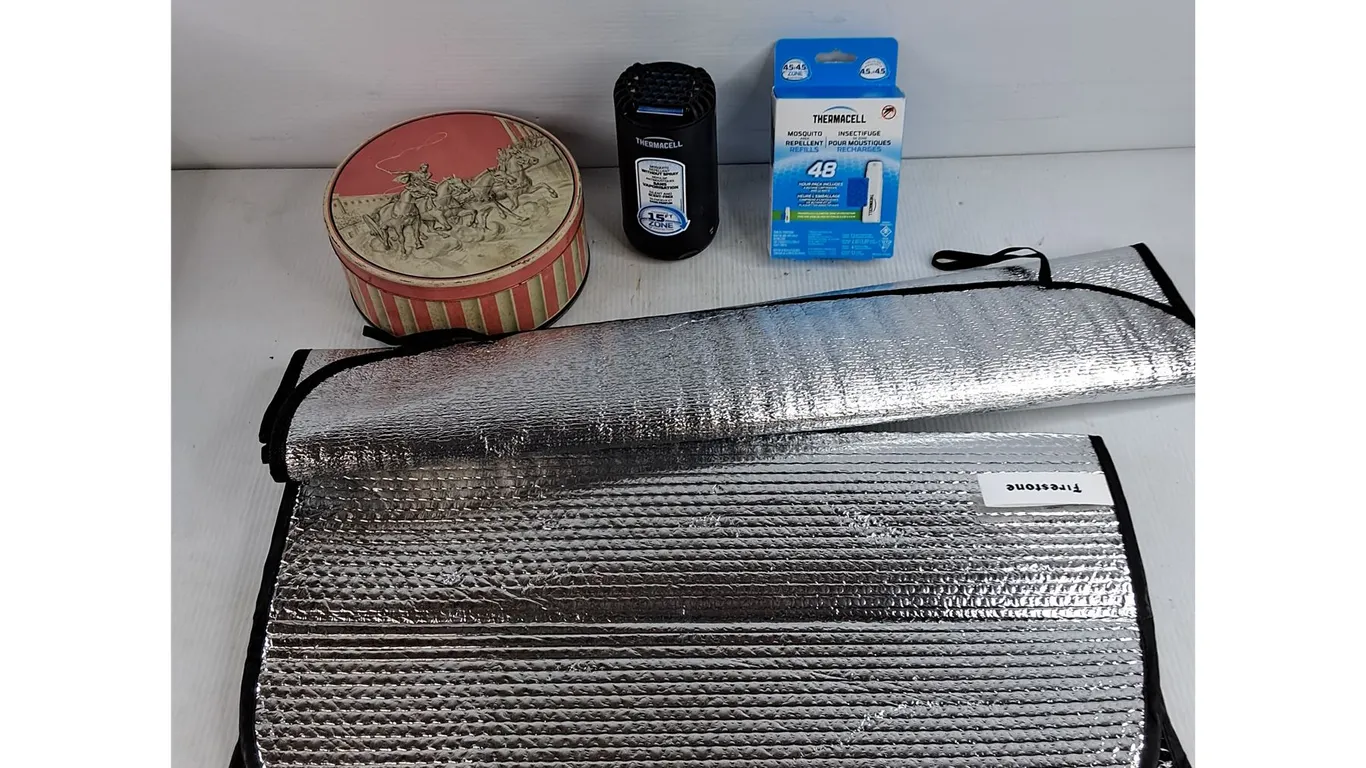 Windshield Sunscreens, Metal Can, Thermacell Mosquito Repellent, As Is