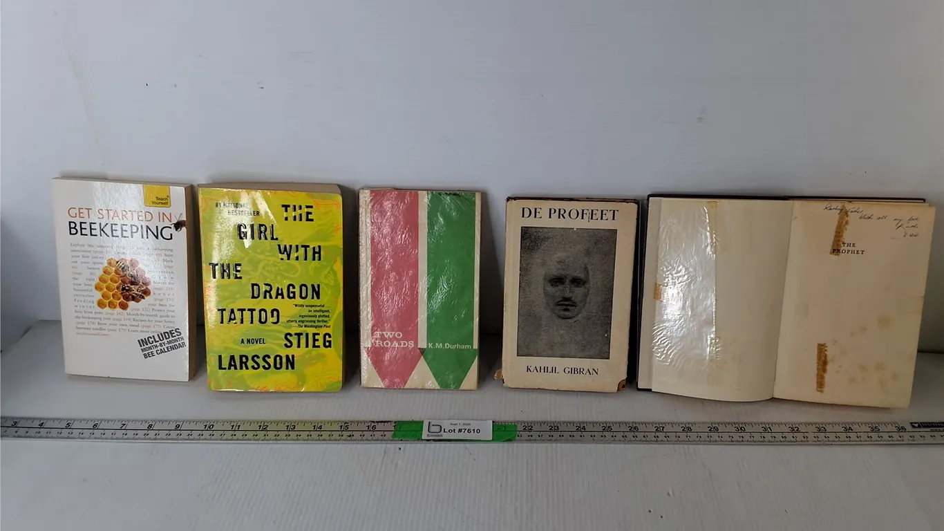 (5) Books- Get Started in Beekeeping, The Prophet, Girl with the Dragon Tattoo, Misc.