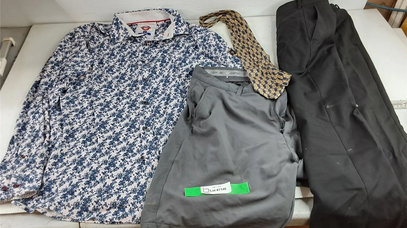 Jermyn & Bond Shirt - Size L, Tie, Shorts & Dress Pants - Size 34