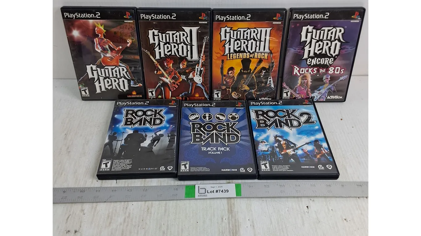 (6) Playstation 2 Games Featuring Guitar Hero and Rock Band
