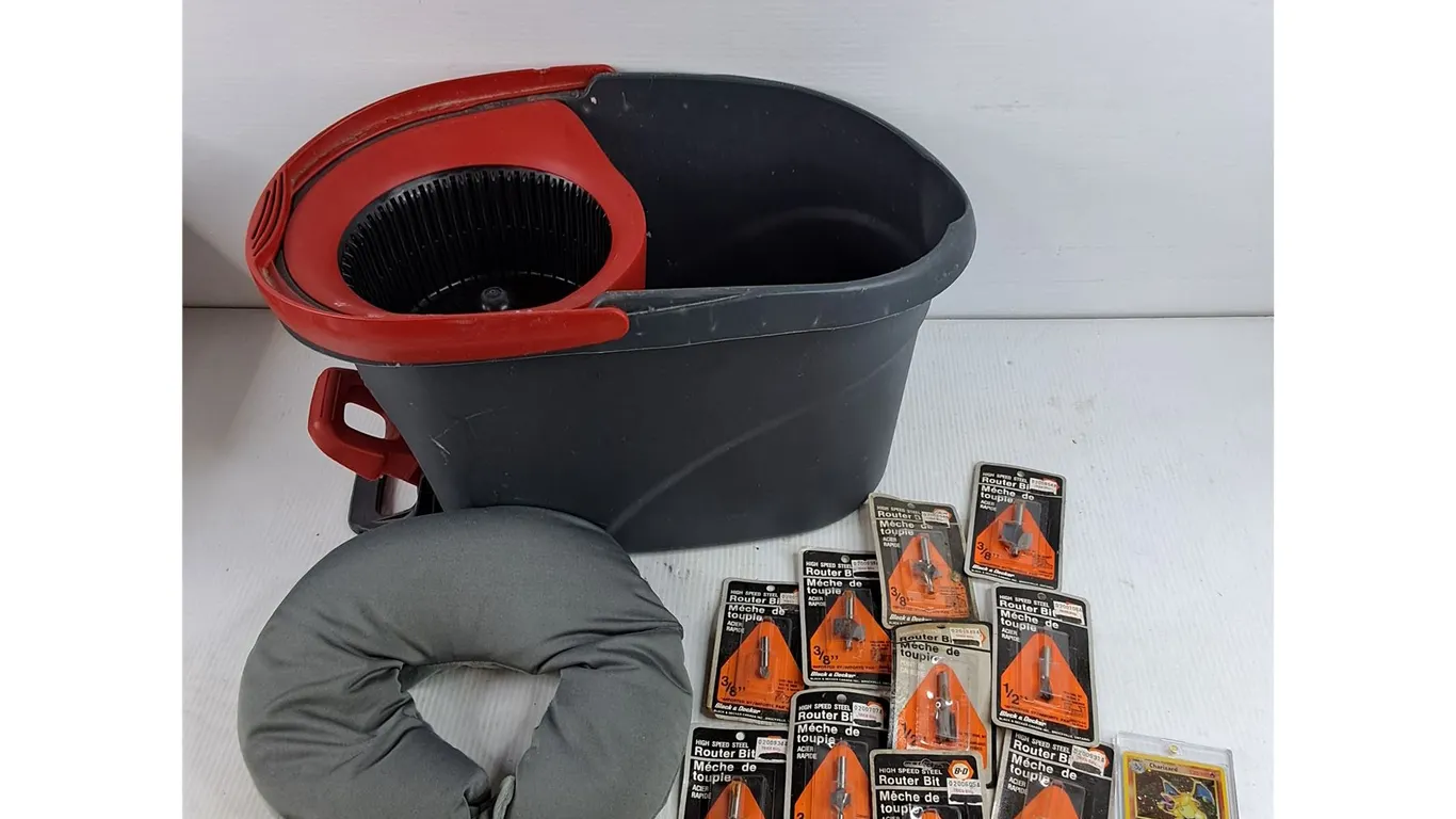 Mop Bucket, Pokémon Card, Neck Pillow & Black & Decker Router Bits