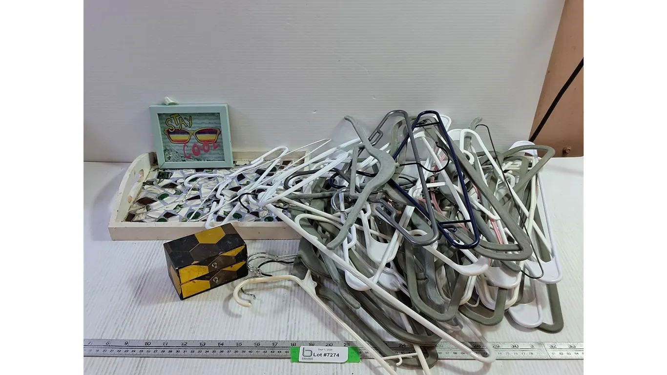 (40+) Clothing Hangers, Decorative Tray, Stay Cool Wall Decor